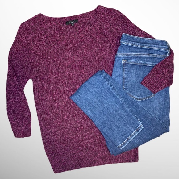 Babaton Dark Magenta Crew Knitted Pullover Sweater